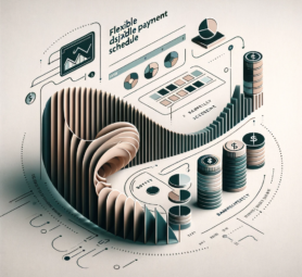 DALL·E 2023-12-12 16.38.18 - A refined and contemporary graphic design, consistent with the style of previous images, for a website section 'Flexible Payment Schedule'. The image